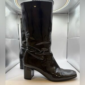 Aquatalia Glossy Black Patent Heeled Boots